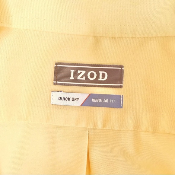 IZOD Quick Dry 16.5 Neck Men’s Regular Fit 34/35 Button Down Yellow Dress shirt - Picture 4 of 15